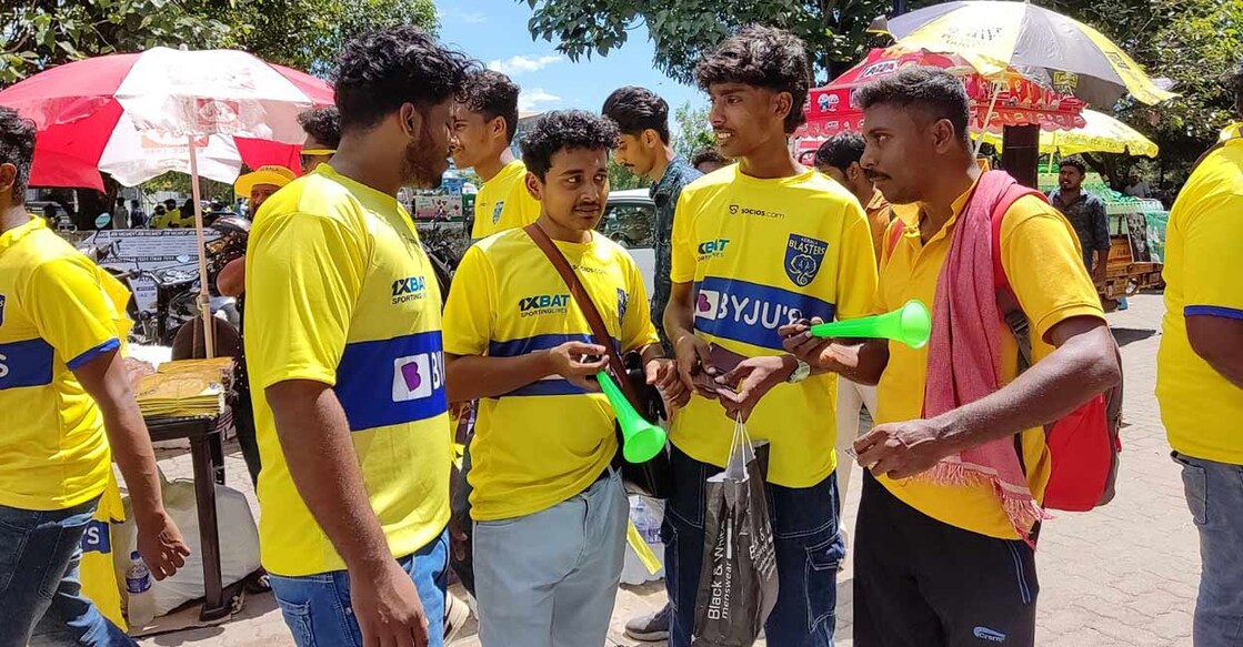Kerala Blasters fans at the Jawaharlal Nehru Stadium in Kochi. Photo: Arun George