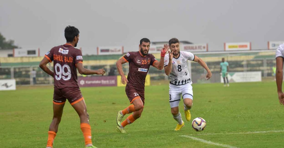 Gokulam Kerala FC met Mohammedan SC in the I-League 2022-23 opener at the Payyanad Stadium in Manjeri on Saturday. Photo: I League
