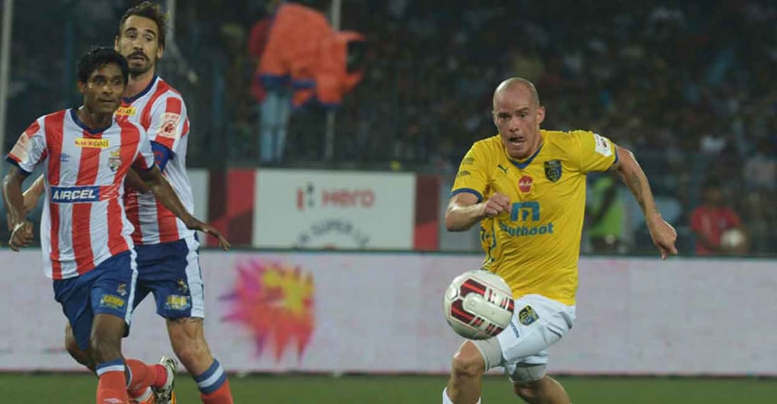 Iain Hume in action against Atletico de Kolkata in the 2014 ISL. File photo: AFP