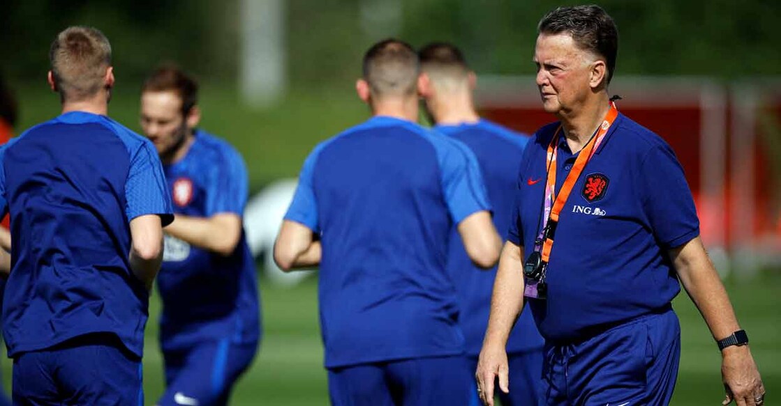 Netherlands coach Louis van Gaal during a training session. Photo: Reuters/ sJohn Sibley
