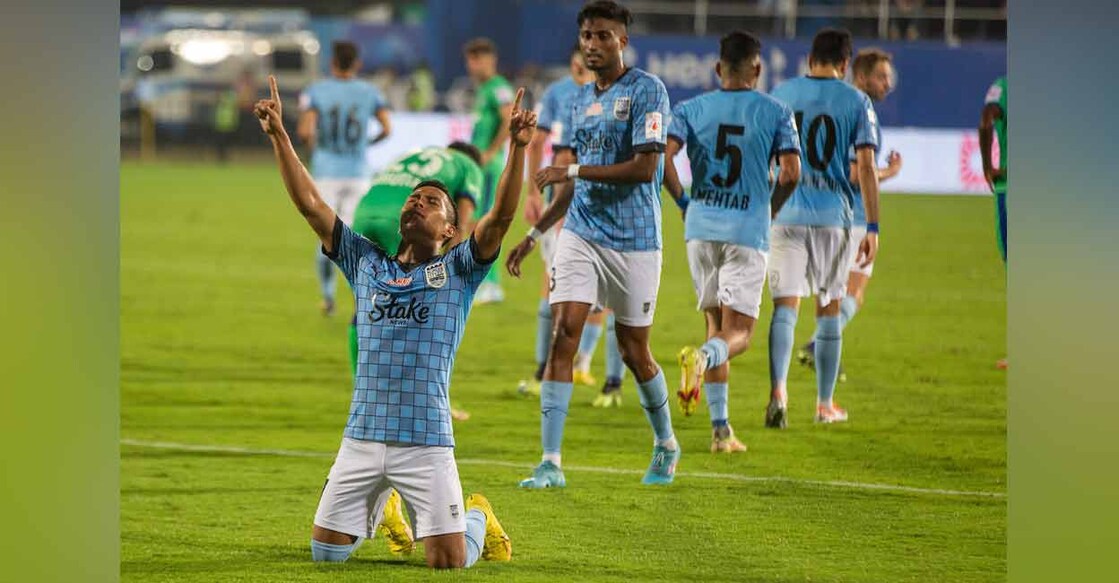 Lallianzuala Chhangte celebrates his goal for Mumbai City against Bengaluru FC. Photo: ISL