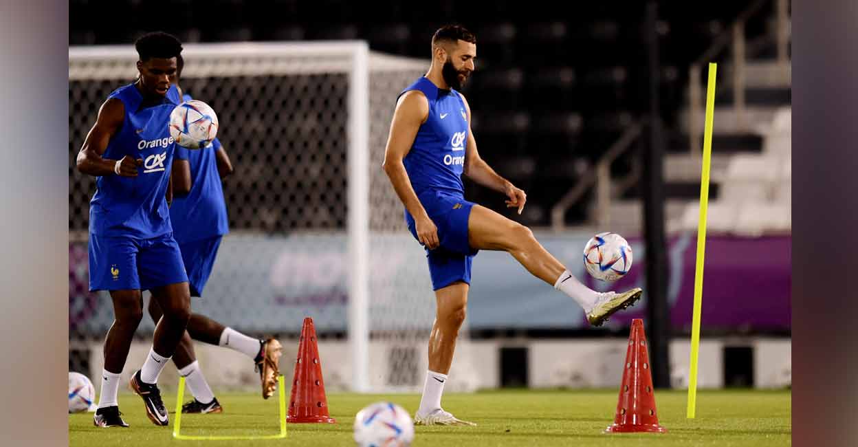 Karim Benzema France's Karim Benzema (right) and Aurelien Tchouameni during training. Photo: Reuters/ Annegret Hilse
