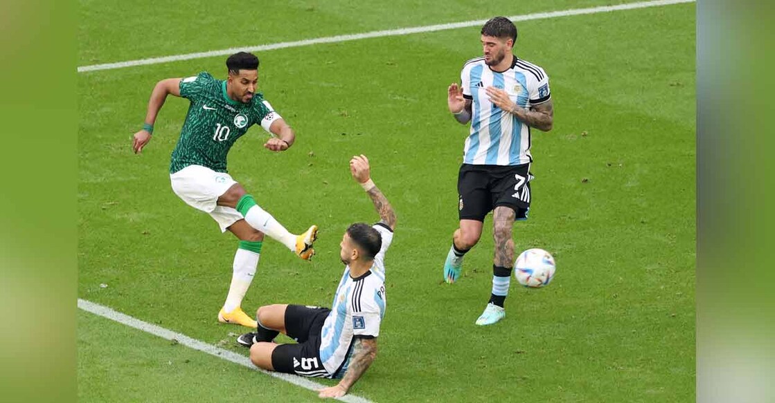 Salem Aldawsari scores Saudi Arabia's second goal against Argentina in Group C of the FIFA World Cup on Tuesday. Photo: Twitter/ @FIFAWorldCup