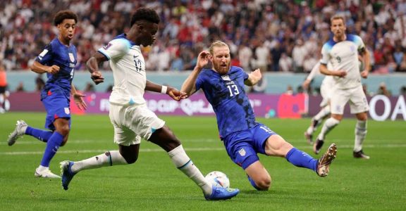 England's Saka in action against USA. Photo: Twitter/@England England's Saka in action against USA. Photo: Twitter/@England