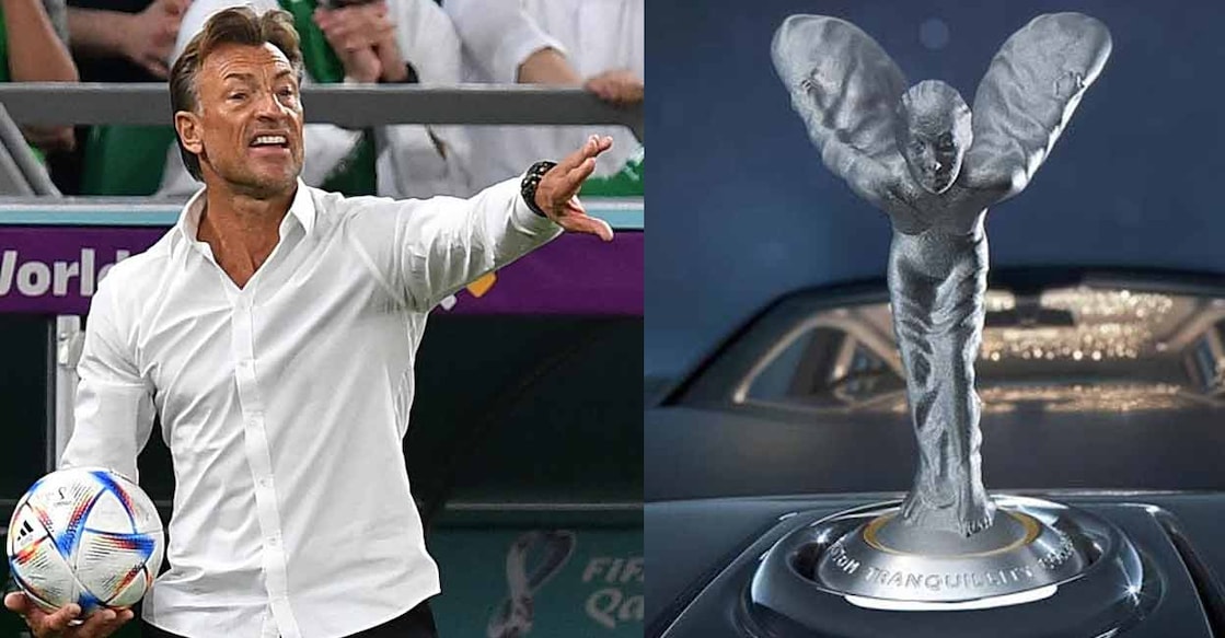 Saudi Arabia coach Herve Renard (left). The bonnet ornament sculpture on Rolls-Royce cars. 