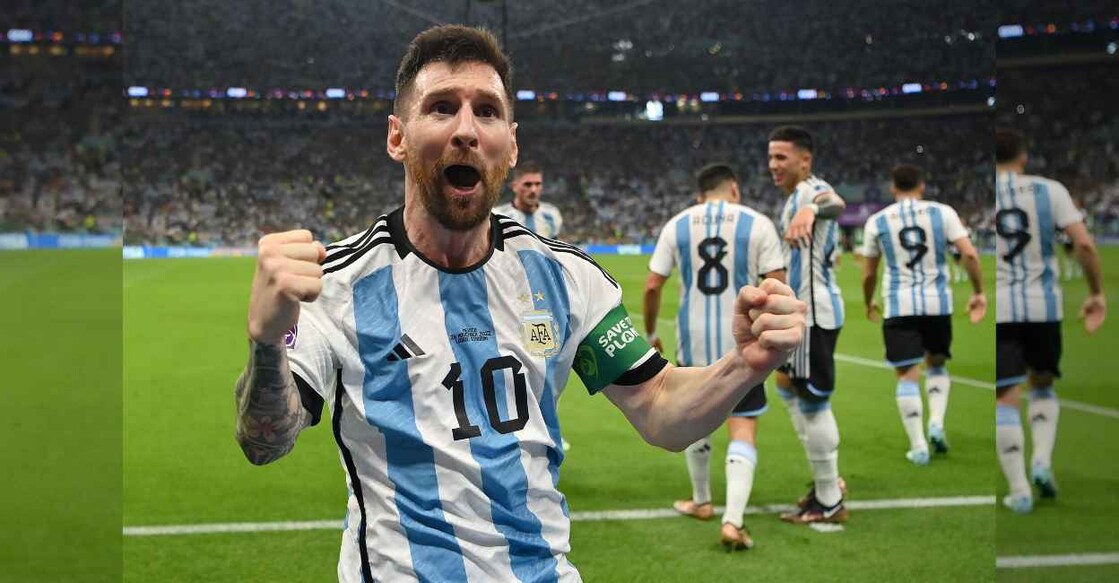 Argentina's Messi celebrates after scoring a goal against Mexico. Photo: FIFA World Cup/Twitter