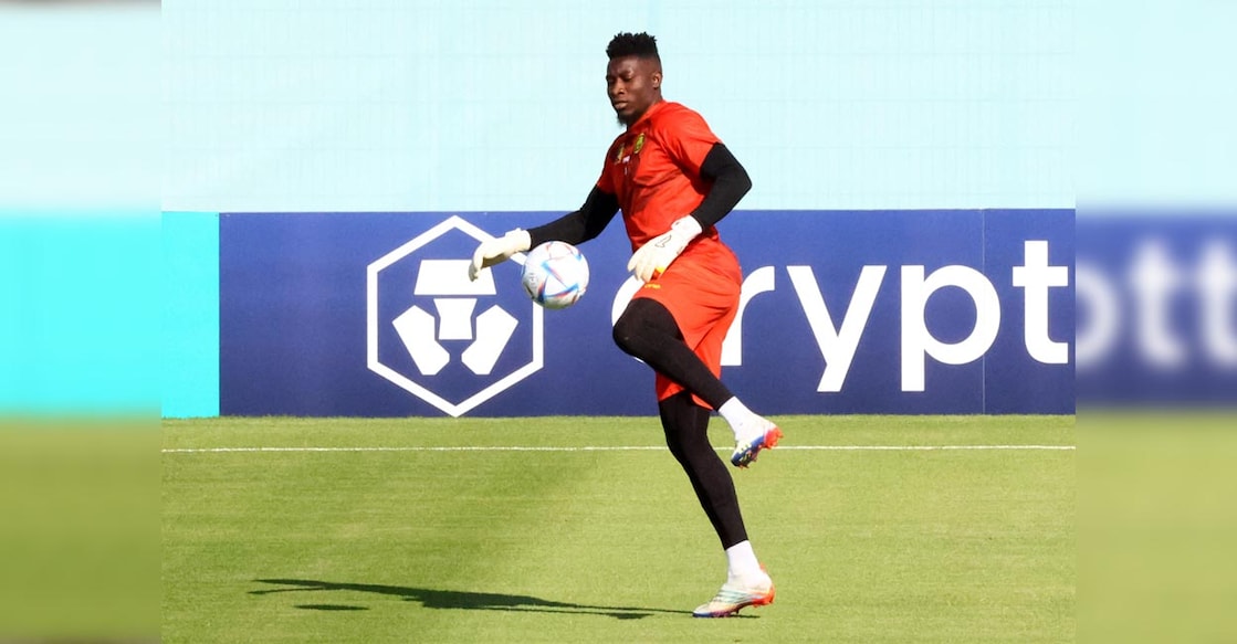Cameroon's Andre Onana during training. Photo: Reuters/Ibraheem Al Omari