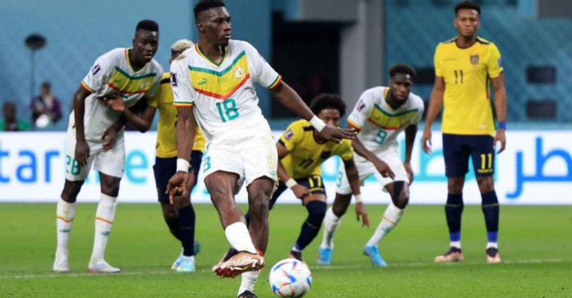 Senegal's Ismaila Sarr scores from the spot. Twitter/FIFA World Cup