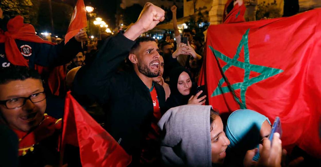 Moroccan fans celebrate in Tunis, Tunisia. Photo: Reuters/Zoubeir Souissi