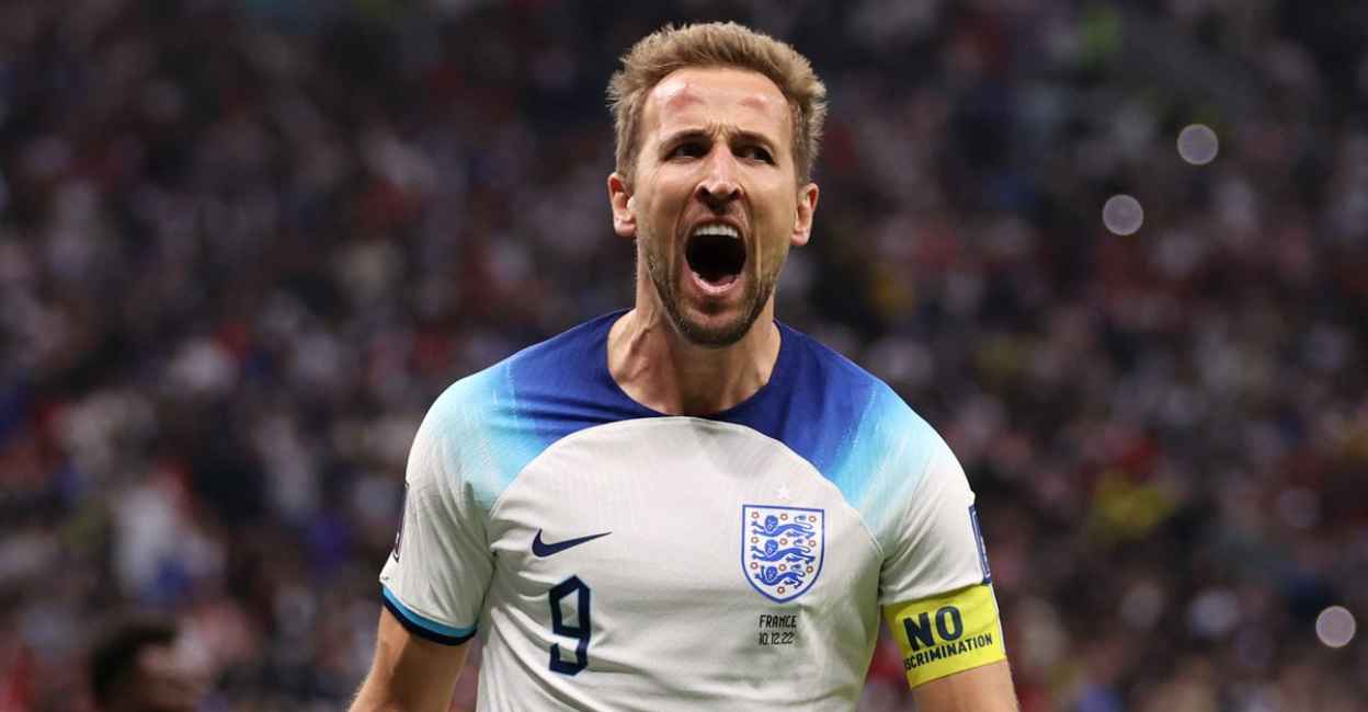 England's Harry Kane celebrates after scoring the equaliser against France. Photo: Twitter/FIFA World Cup England's Harry Kane celebrates after scoring the equaliser against France. Photo: Twitter/FIFA World Cup