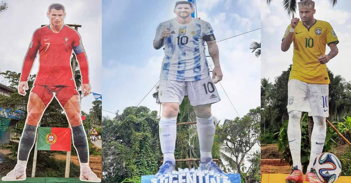 Cutouts of Cristiano Ronaldo, Lionel Messi and Neymar are the most popular in Kerala. Photos: Twitter/ @ShashiTharoor