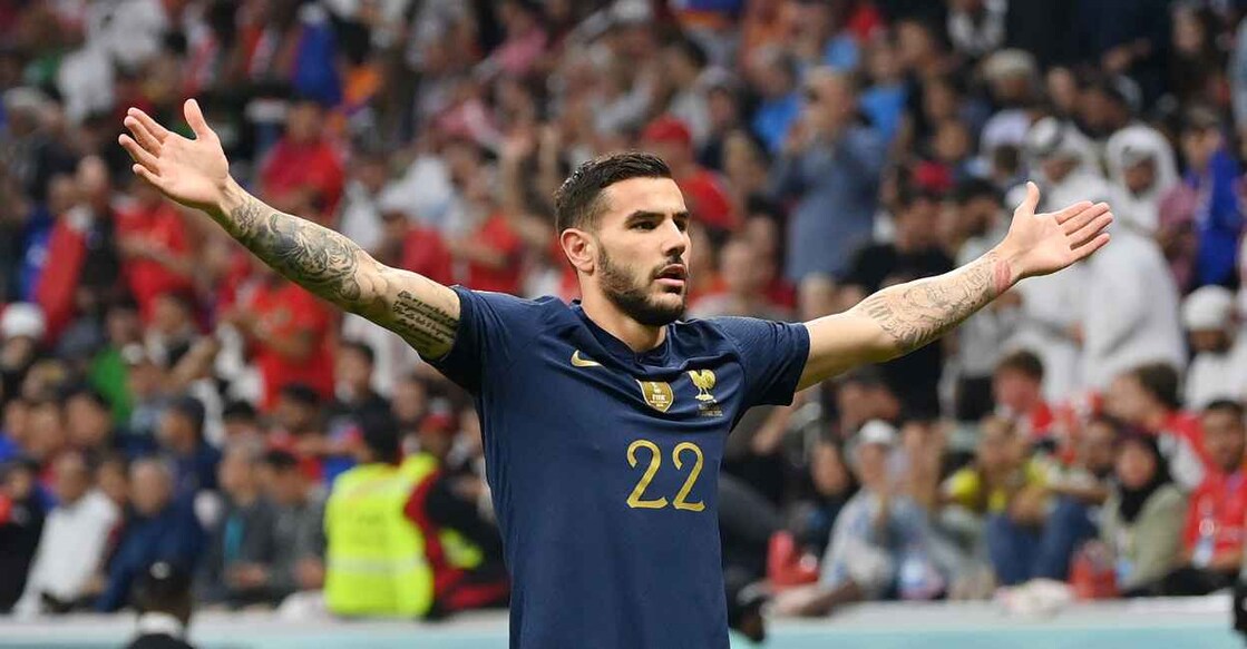 France's Theo Hernandez celebrates after scoring against Morocco. Twitter/FIFA World Cup