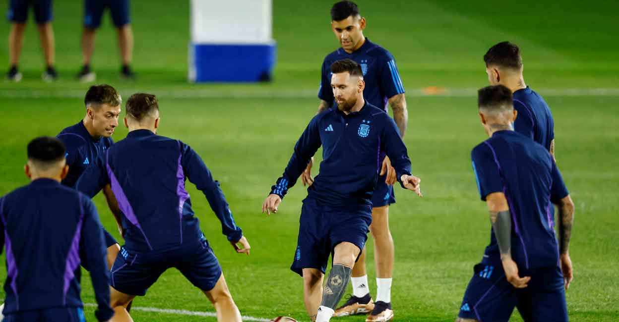 Argentina players during a training session. File photo: Reuters/Peter Cziborra
