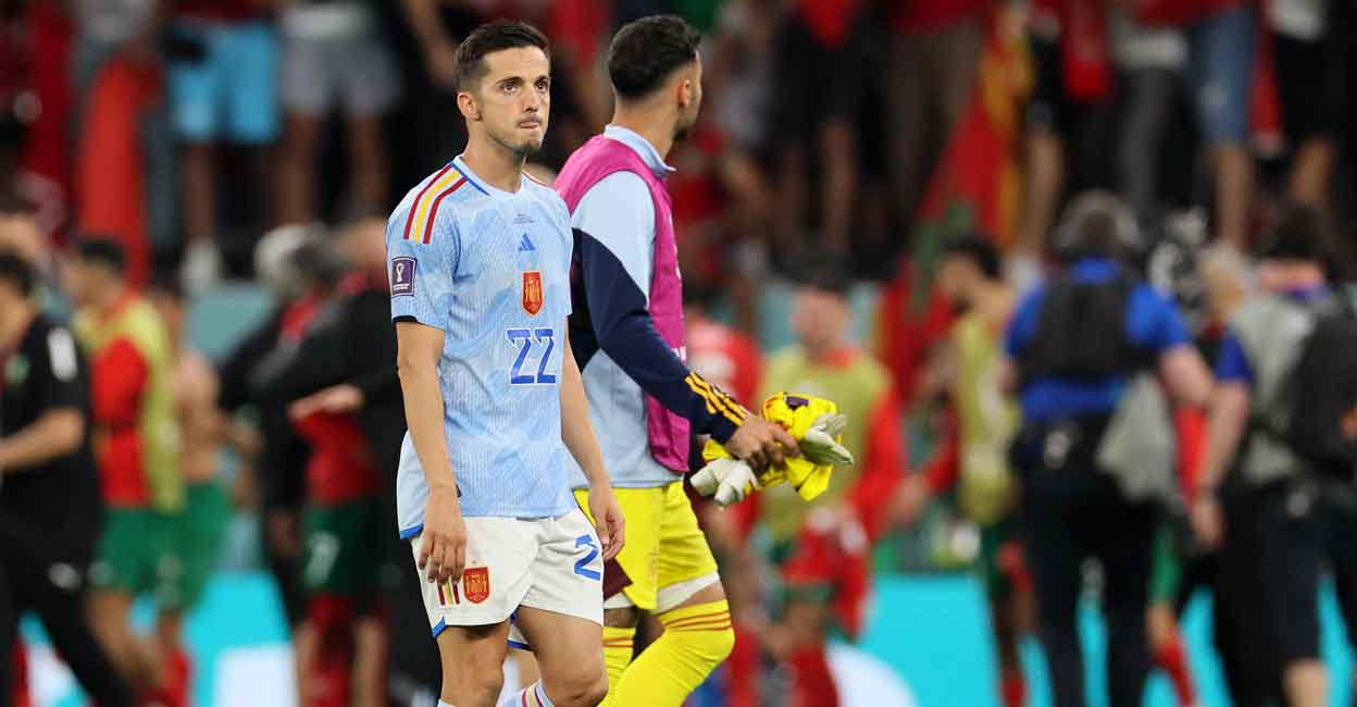 Pablo Sarabia Spain's Pablo Sarabia reacts after the shootout loss to Morocco. File photo: AFP/Karim Jaffer