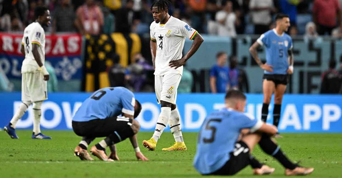 Dejected Uruguayan players