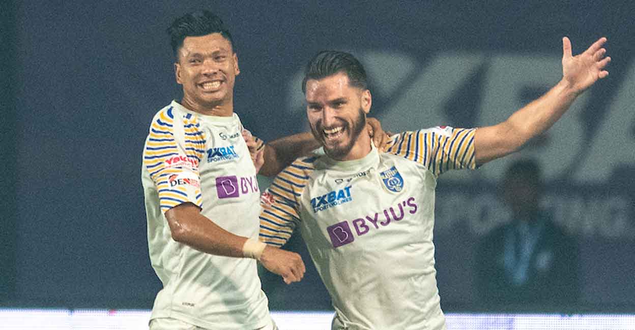 Dimitrios Diamantakos, right, scored the winner. Photo: ISL
