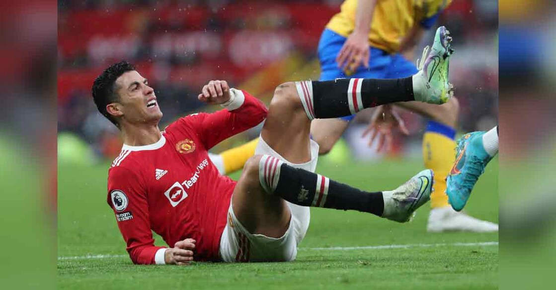Manchester United's Cristiano Ronaldo reacts after being fouled in an English Premier League match against Southampton at Old Trafford on Saturday. Photo: Reuters