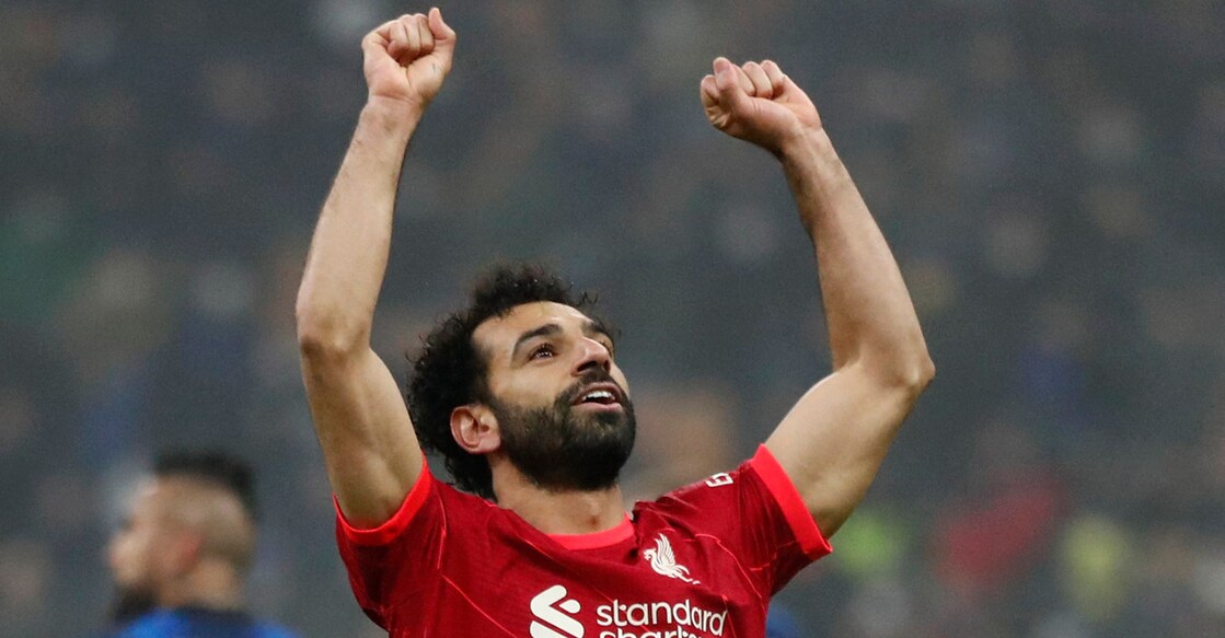 Liverpool's Mohamed Salah celebrates scoring their second goal. Photo: Reuters/Alessandro Garofalo