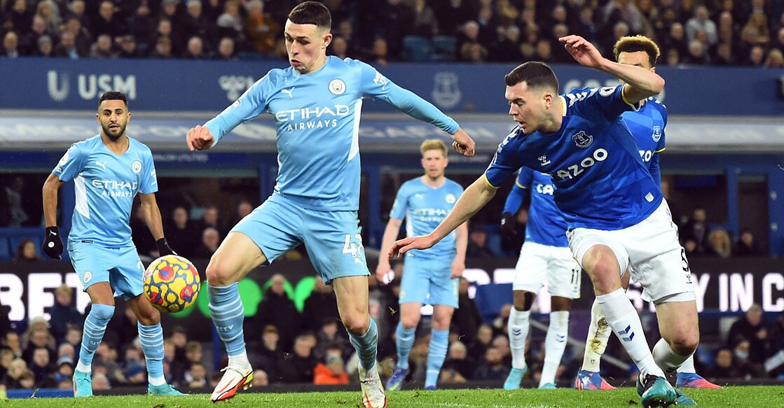 Manchester City's Phil Foden scores their winner. Photo: Reuters/Peter Powell