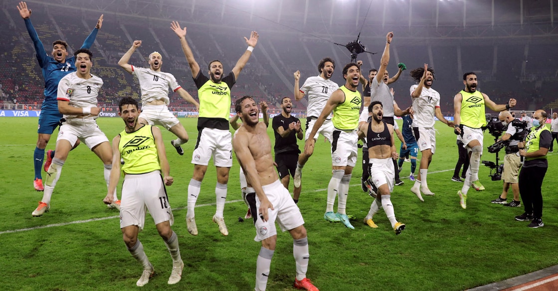 Egypt players celebrate after the match. Photo: Reuters/Mohamed Abd El Ghany