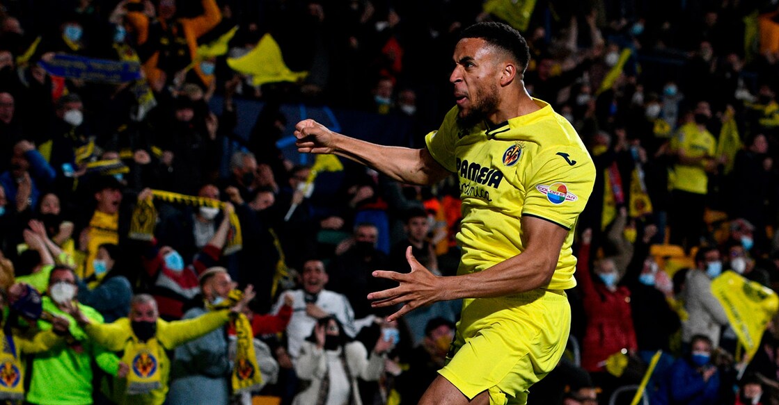 Villarreal's Arnaut Danjuma celebrates scoring the all-important goal. Photo: Reuters/Pablo Morano