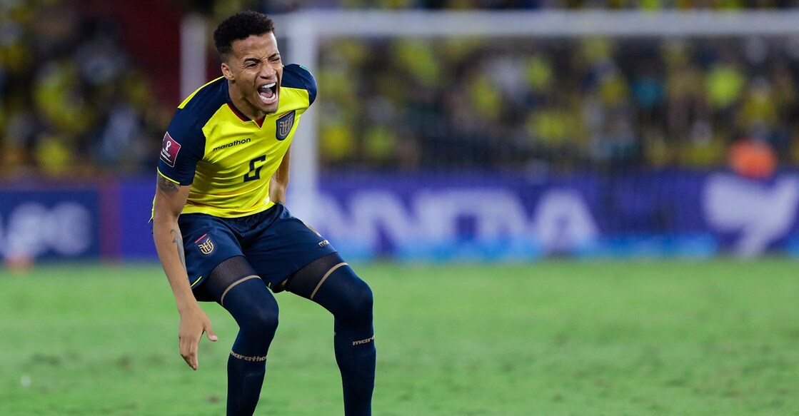 Ecuador's Byron Castillo gestures during the South American qualifier against Bolivia. File photo: AFP/Franklin Jacome