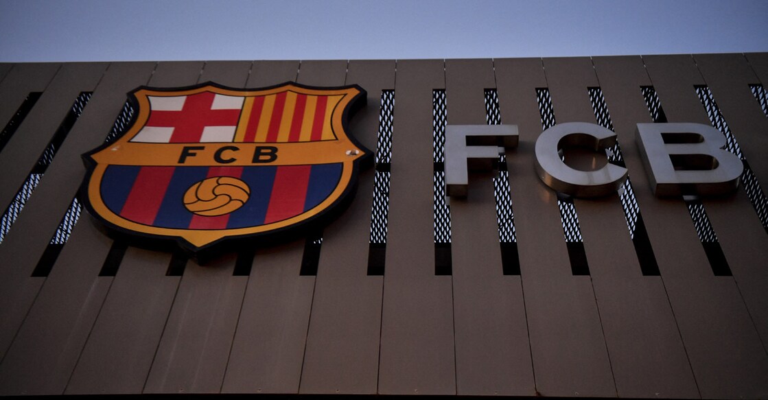 The logo of FC Barcelona on the facade of the Camp Nou stadium in Barcelona. File photo: AFP/Pau Barrena