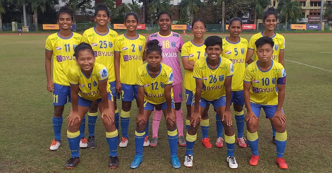 Kerala Blasters FC playing XI on Sunday. Apurna Narzary (front row, first from left) Photo: Special arrangement