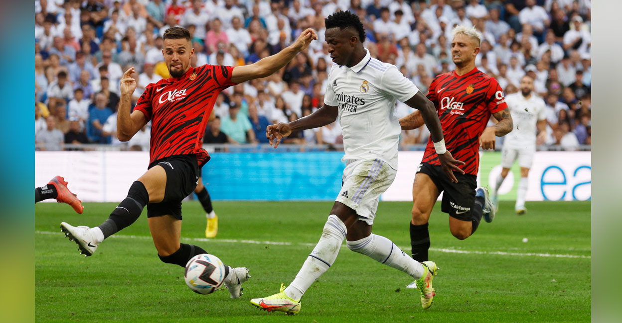 Real Madrid Real Madrid's Vinicius Junior scores their second goal against Mallorca. Photo: Reuters/ Susana Vera