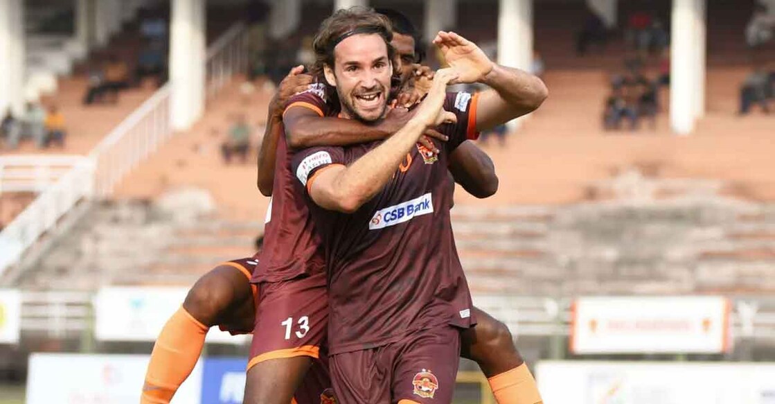  Sergio Mendigutxia celebrates his goal. Photo: Twitter@GokulamKeralaFC
