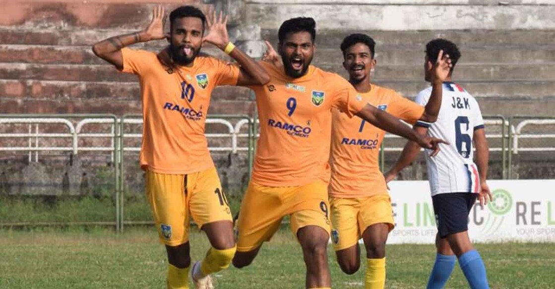 From left: Viknesh, Rizwan Ali and Nijo Gilbert scored for Kerala. Photo: Special Arrangement