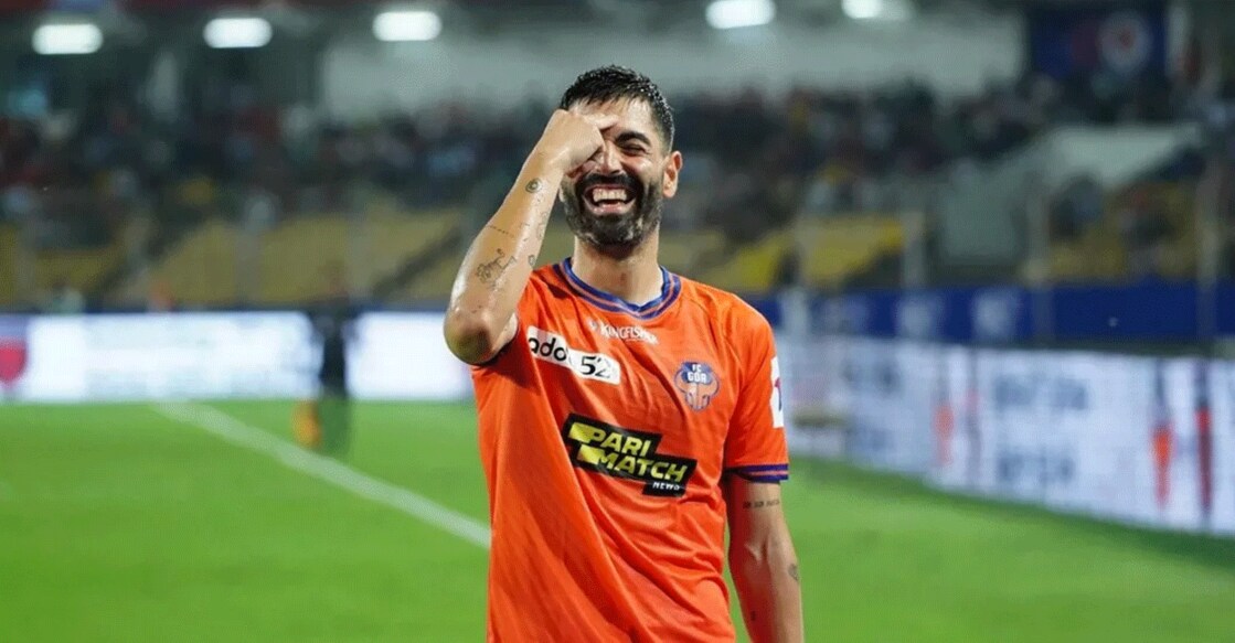 Carlos Martinez celebrates his goal for FC Goa against Punjab FC. Photo: ISL