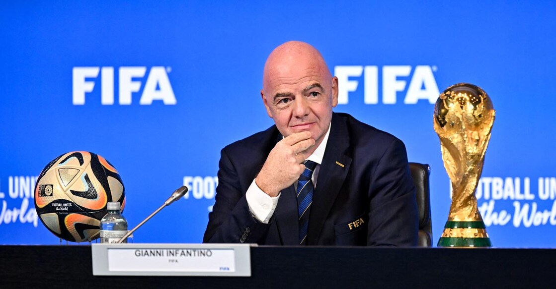 FIFA pesident Gianni Infantino with the World Cup trophy. File photo: FIFA/Handout via Reuters