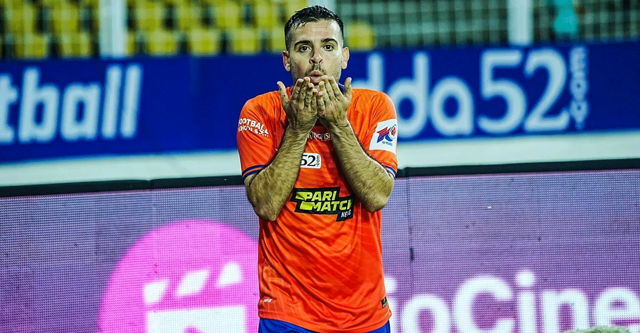 victor-rodriguez-fc-goa Victor Rodriguez of FC Goa celebrates his goal against Jamshedpur FC. Photo: ISL
