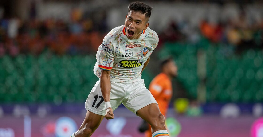 Boris Singh's joys knows no bound after scoring FC Goa's opening goal. Photo: FSDL