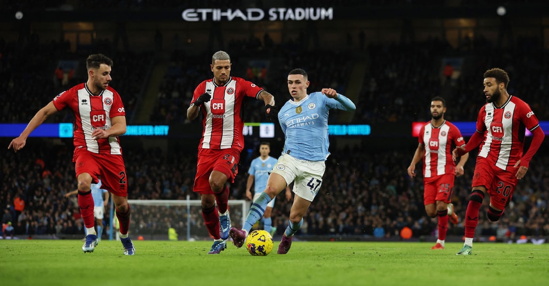 Manchester City's Phil Foden in action against Sheffield United. Photo: Reuters/Phil Noble