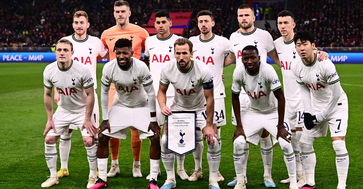 Tottenham Hotspur Tottenham Hotspur players pose for a team photo ahead of their Champions League round of 16 first leg tie in Milan on Tuesday. Photo: AFP/Marco Bertorello