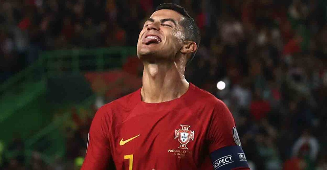 Portugal's Cristiano Ronaldo reacts during Portugal v Liechtenstein match of  UEFA Euro 2024 Qualifiers at Estadio Jose Alvalade, Lisbon, Portugal on March 23, 2023. Photo: REUTERS/Pedro Nunes
