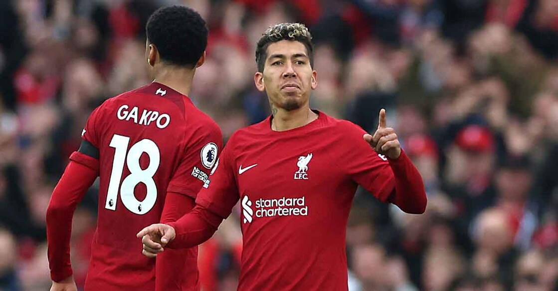 Liverpool's Roberto Firmino celebrates scoring the equaliser. Photo: Reuters/Phil Noble