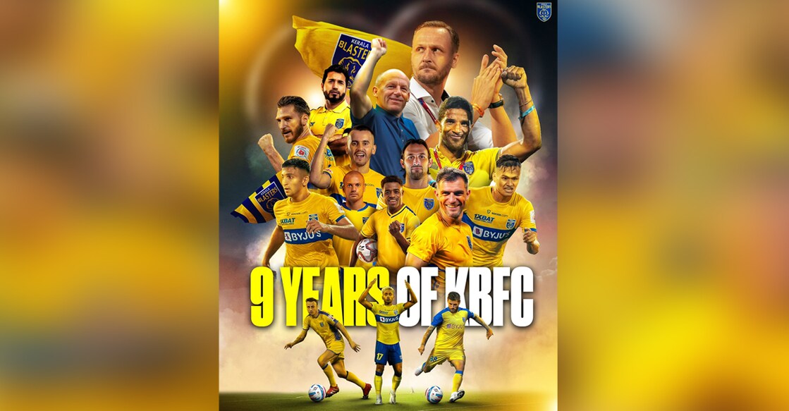 The graphic shared by Kerala Blasters to celebrate the club's ninth anniversary. 