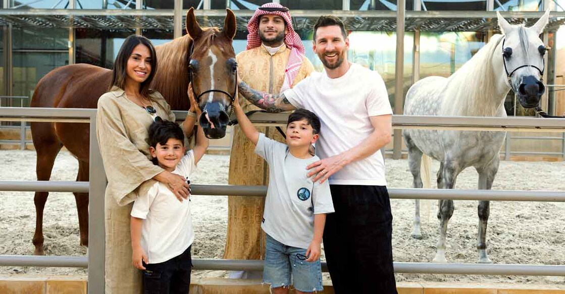 Lionel Messi with his wife Antonela Roccuzzo and their sons during a visit to Saudi Arabia. Photo: Saudi Ministry of Tourism Handout via Reuters