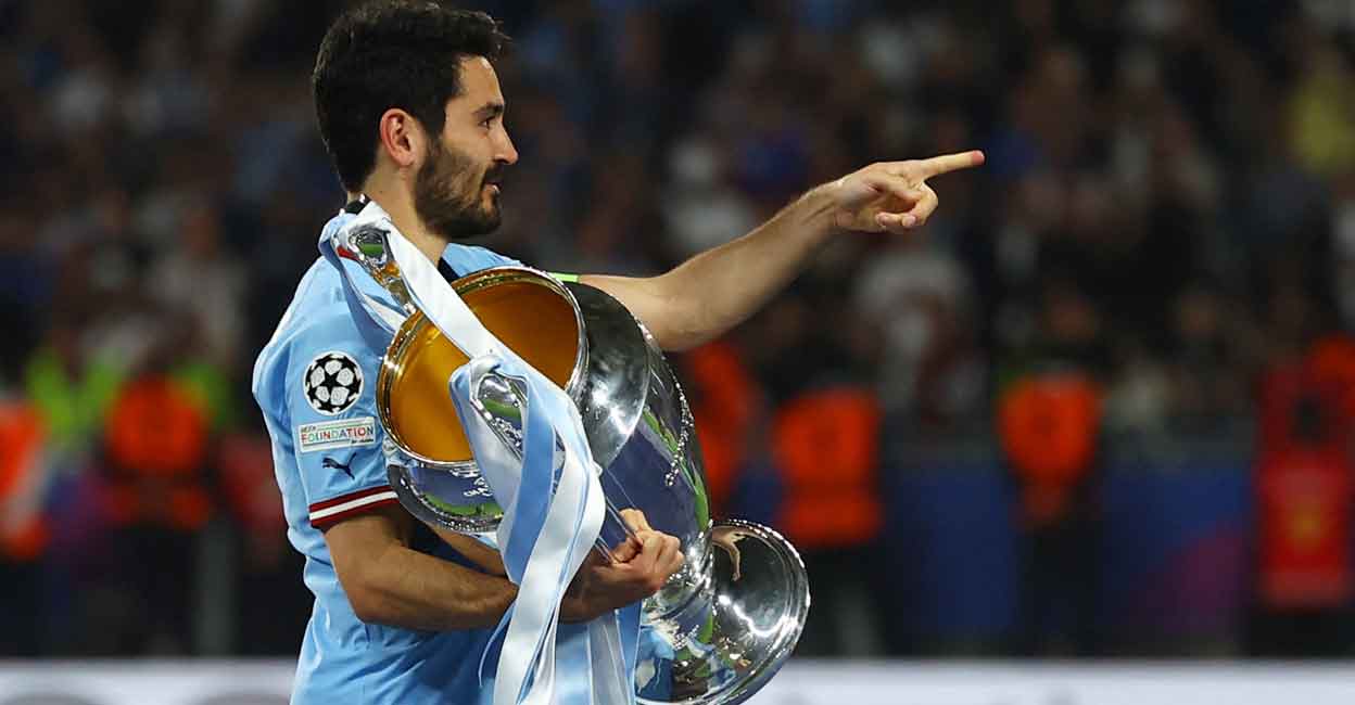 Ilkay Gundogan Manchester City's Ilkay Gundogan celebrates with the trophy after winning the Champions League. File photo: Reuters/Molly Darlington