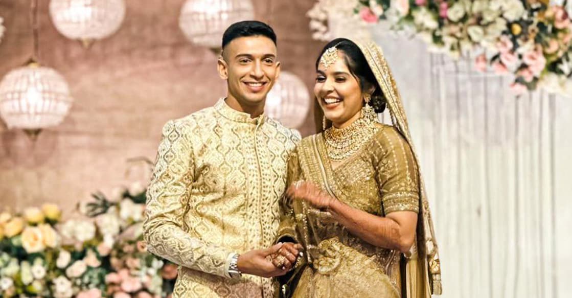 Sahal Abdul Samad got married to badminton player Reza Farhath. Photo: Twitter@kbfc_manjappada
·