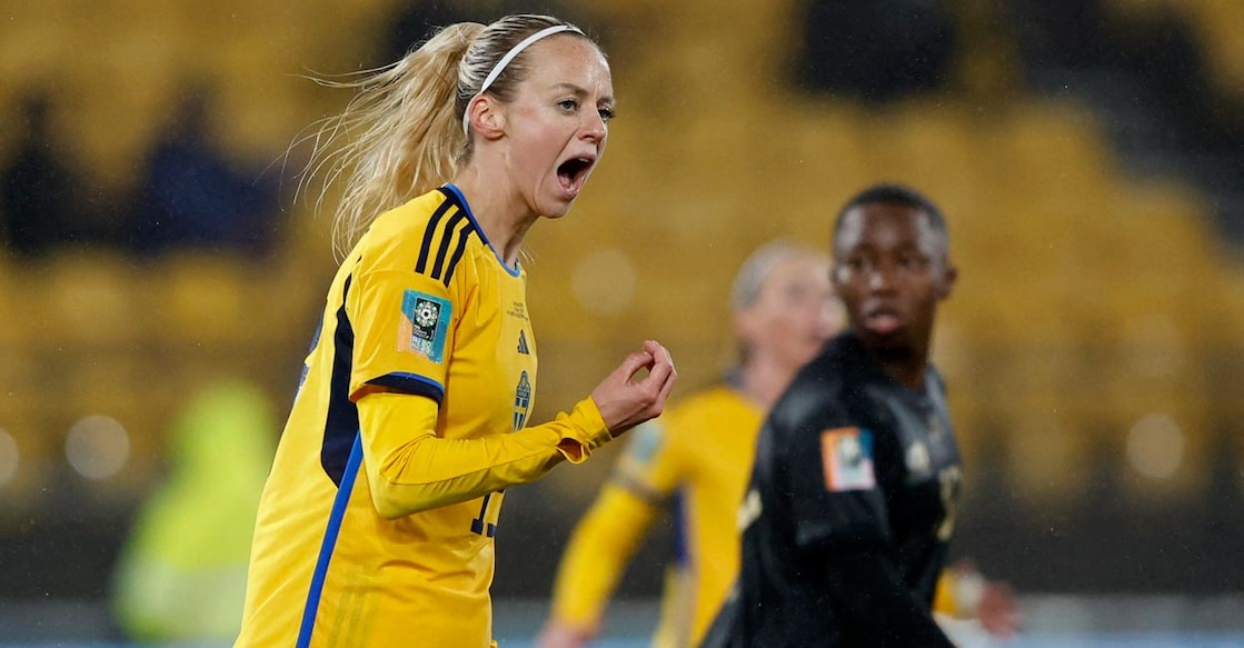 Sweden's Amanda Ilestedt reacts after scoring the winner. Photo: Reuters/Amanda Perobelli