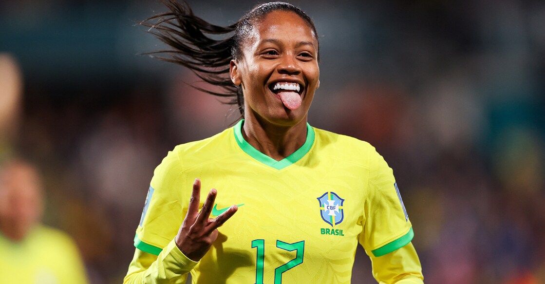 SOCCER-WORLDCUP-BRA-PAN-REPORT Brazil's Ary Borges celebrates scoring their fourth goal and completing a hat-trick. Photo: Reuters/Matt Turner/AAP Image