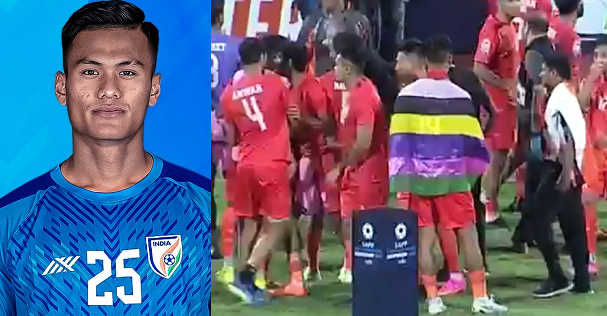 Jeakson Singh covered himself in a multi-coloured flag reportedly representing an ethnic group of Manipur, after India's SAFF Championship triumph in Bengaluru Tuesday night.