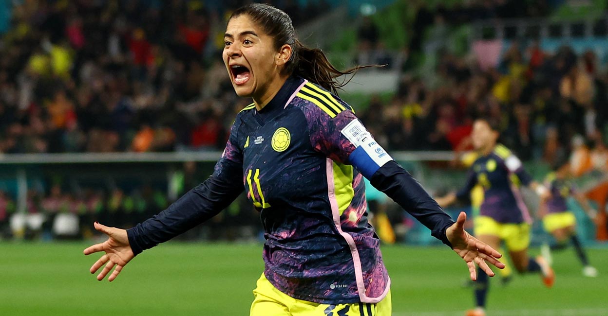 Catalina Usme Colombia's Catalina Usme celebrates after scoring the all-important goal. Photo: Reuters/Hannah Mckay
