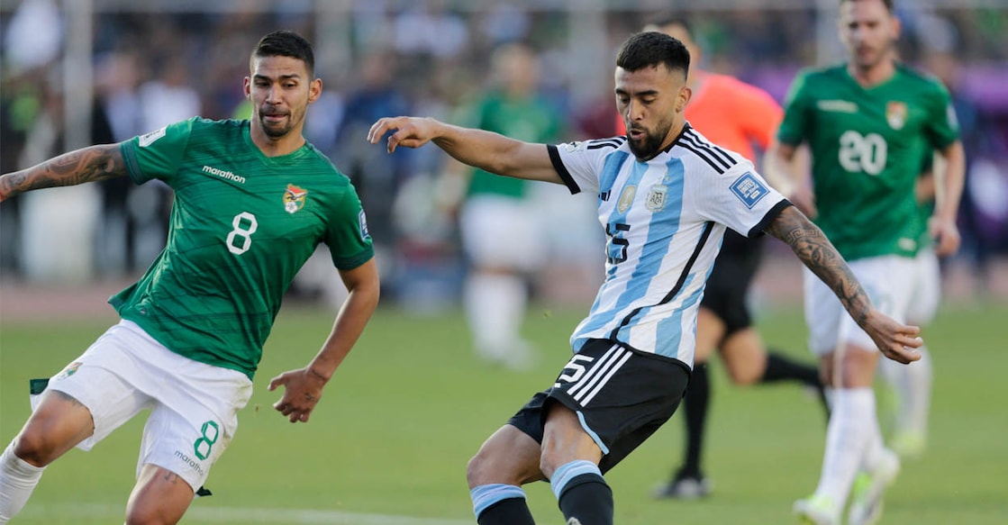 Argentina's Nicolas Gonzalez scores their third goal in World Cup - South American Qualifiers - Bolivia v/s Argentina match on Tuesday. Photo: REUTERS/Manuel Claure