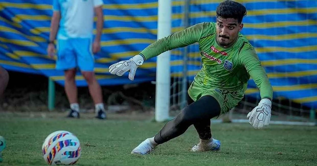 Kerala Blasters goalkeeper Sachin Suresh in training. Photo: Kerala Blasters