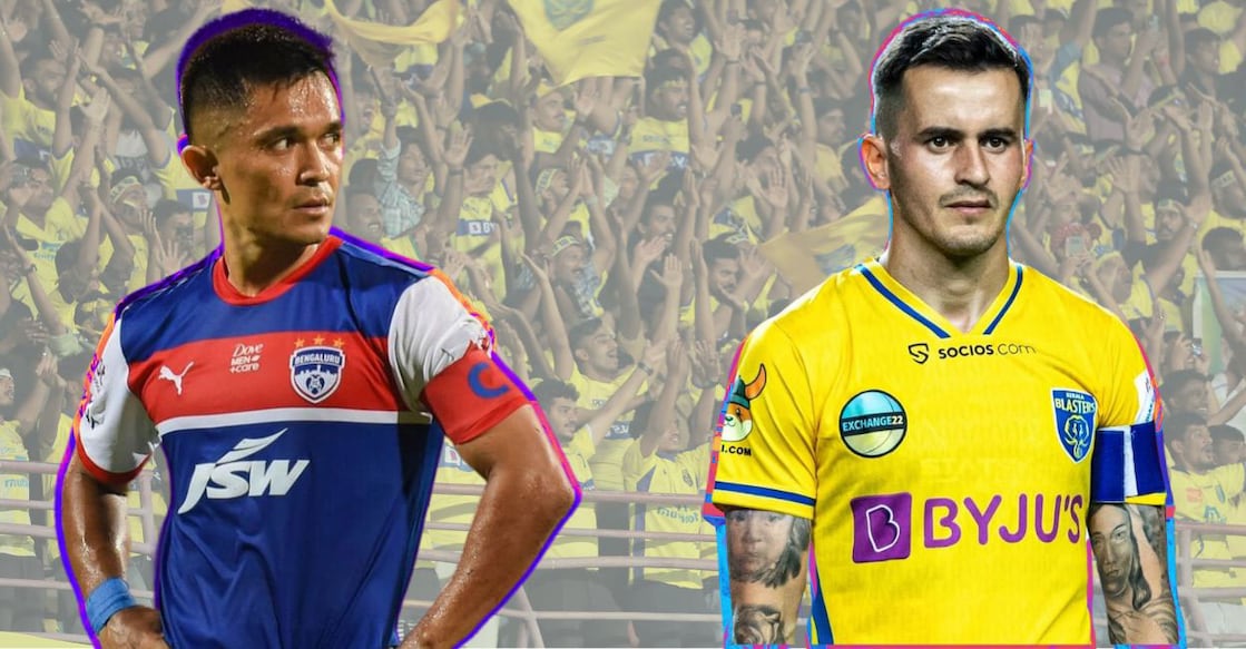 Sunil Chhetri and Adrian Luna, captains of Benglauru FC and Kerala Blasters respectively. Photos: ISL/Manorama